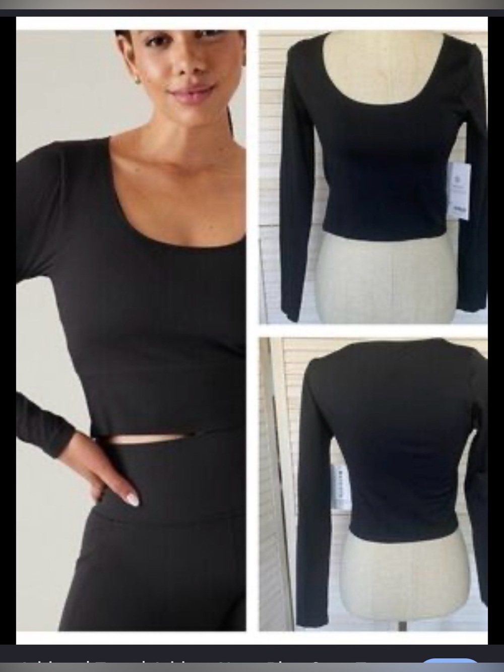 Athleta Black Scoop Neck Long Sleeve Top